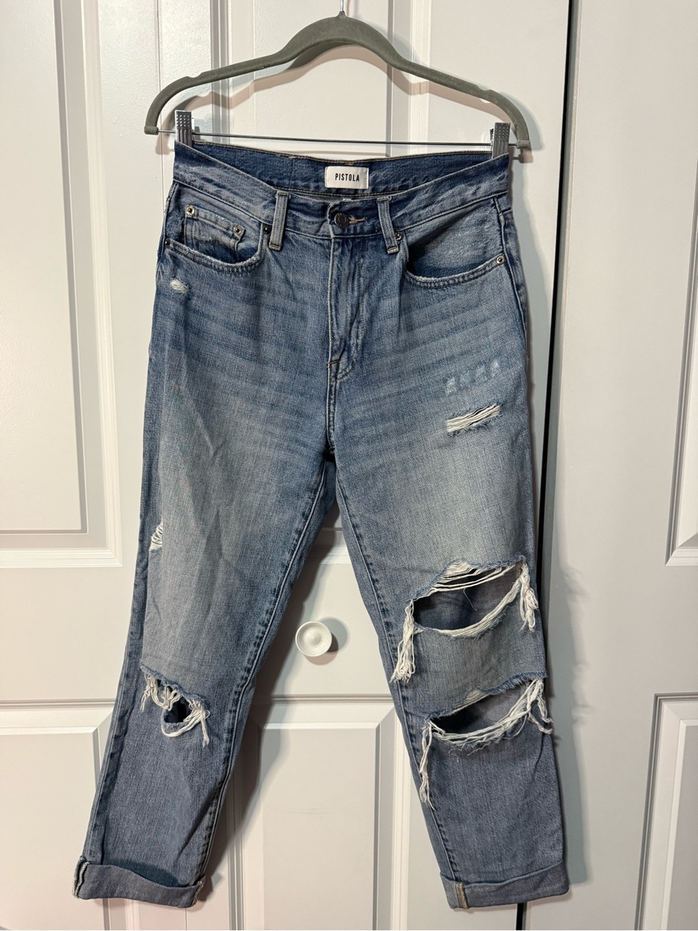 pistola Ripped Boyfriend Jeans - Light Blue